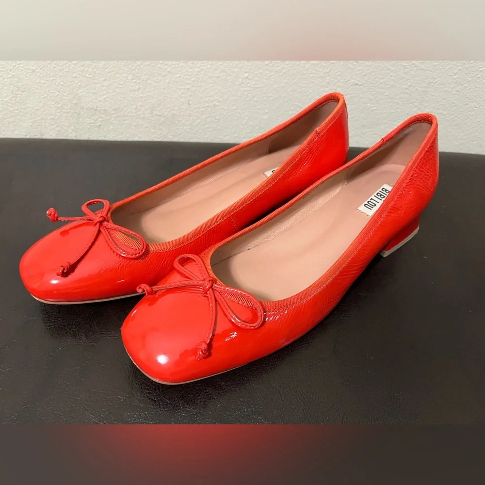 Anthropologie Bibi Lou Heeled Ballet Pumps Red 41 EU 10 US - Picture 9 of 16